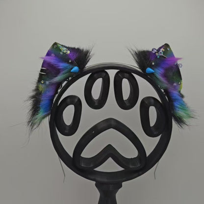 🌌🐾💜 Galaxy XS-Kitten Ears (Blue Spikes.) 💜🐾🌌