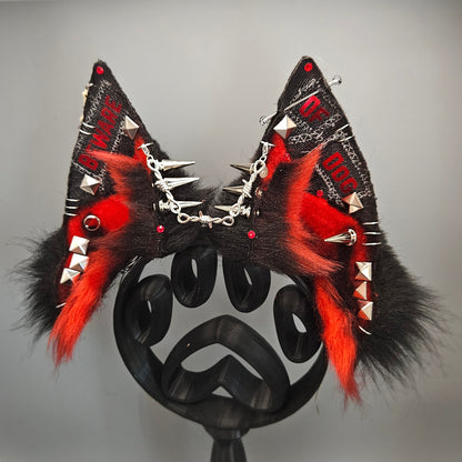 🖤❤️🐾 Pointed Pup “Beware of Dog” Battle Jacket Ears 🐾❤️🖤