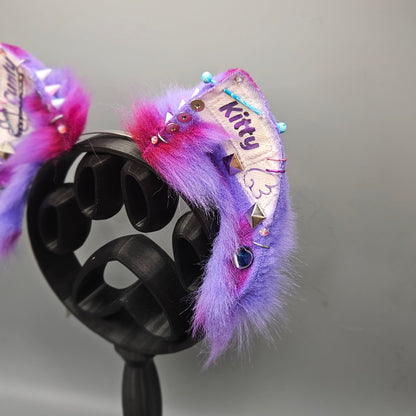 🤍💖 “CUNTY KITTY” White Denim Battle Jacket Kitty Ears 💖🤍