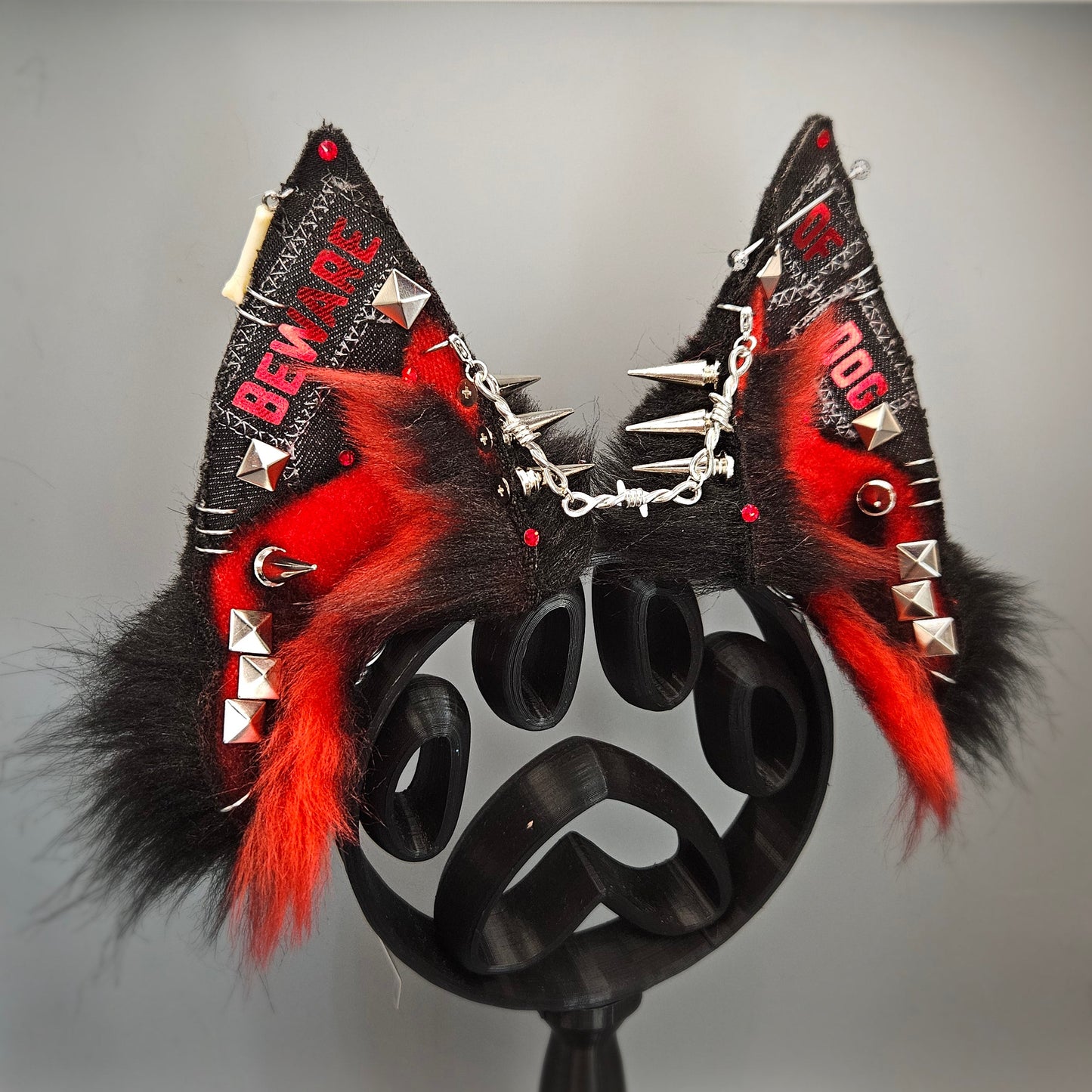 🖤❤️🐾 Pointed Pup “Beware of Dog” Battle Jacket Ears 🐾❤️🖤