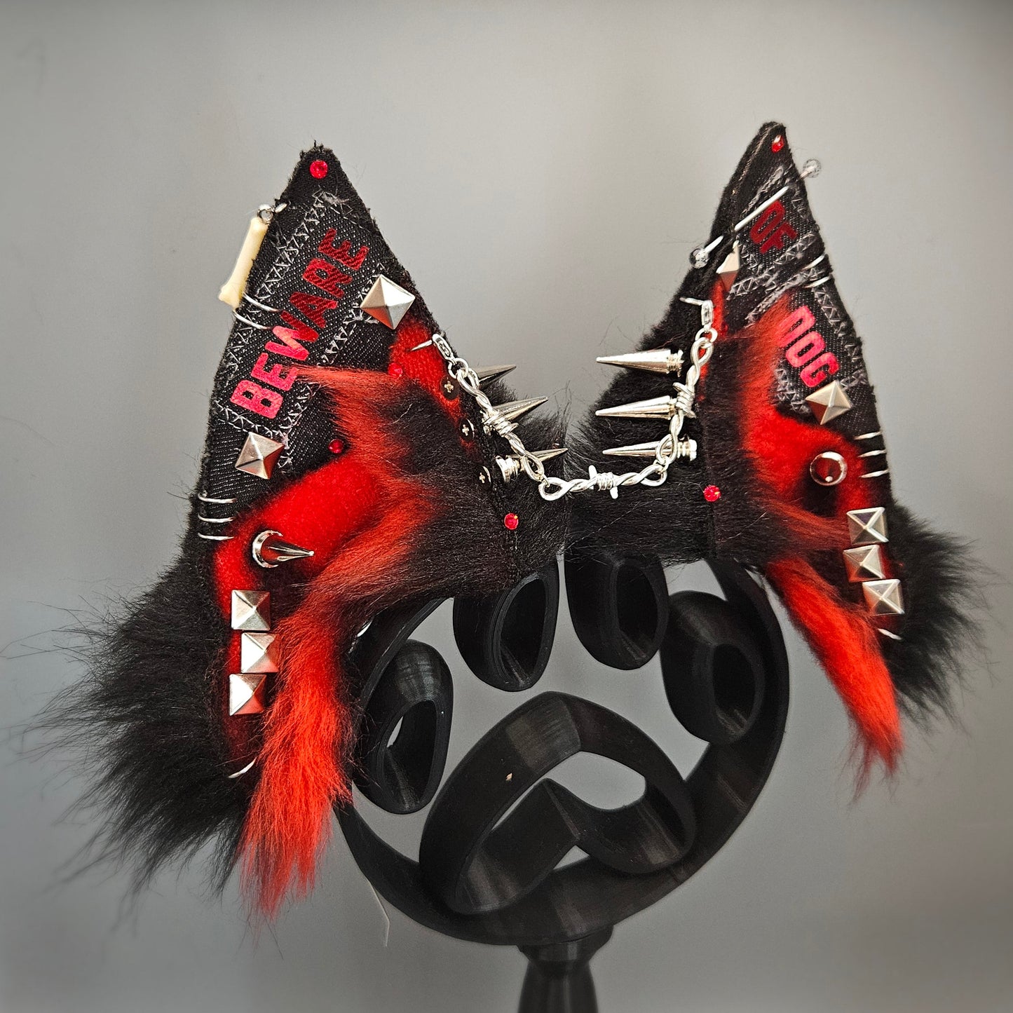 🖤❤️🐾 Pointed Pup “Beware of Dog” Battle Jacket Ears 🐾❤️🖤