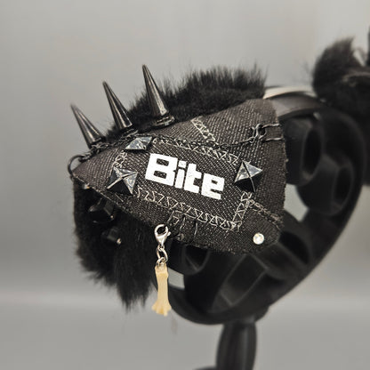 🖤⚠️ “BITE RISK” Black Out Battle Jacket Puppy Ears ⚠️🖤