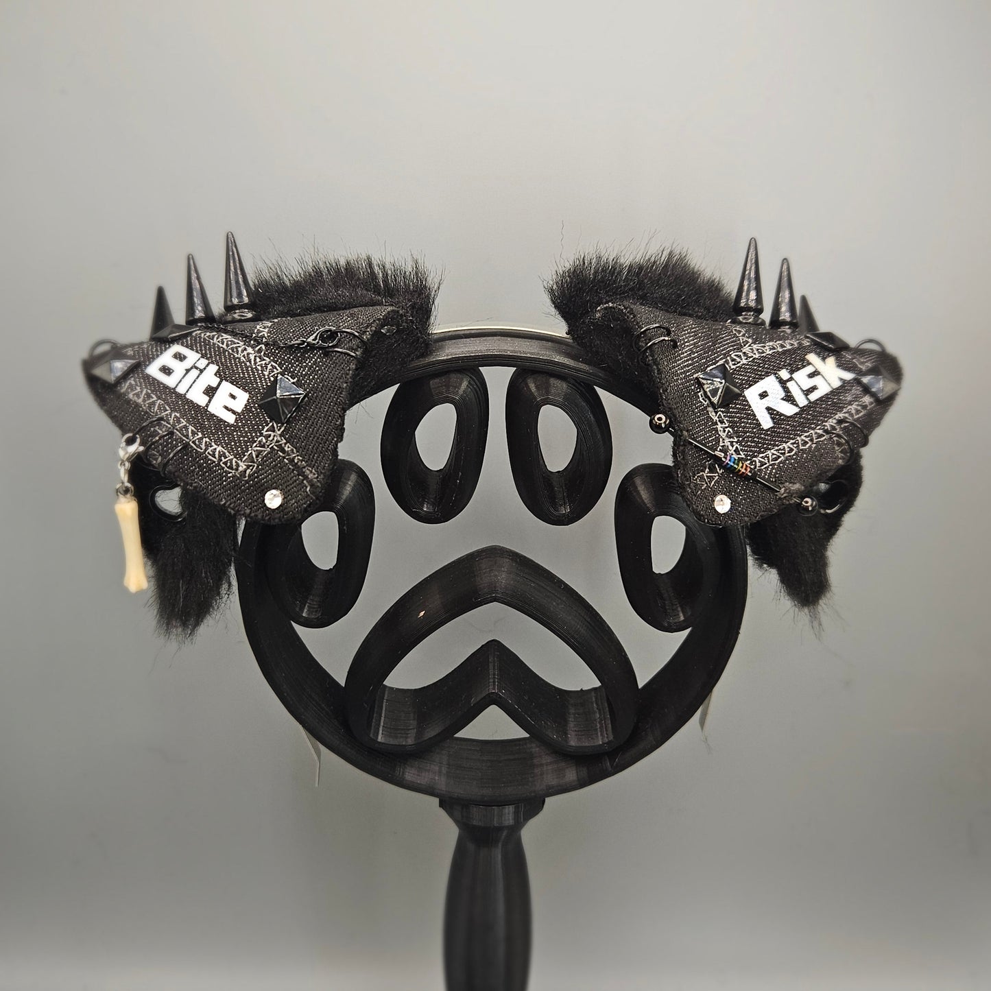 🖤⚠️ “BITE RISK” Black Out Battle Jacket Puppy Ears ⚠️🖤