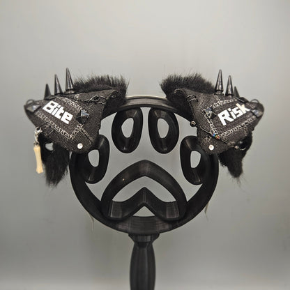 🖤⚠️ “BITE RISK” Black Out Battle Jacket Puppy Ears ⚠️🖤