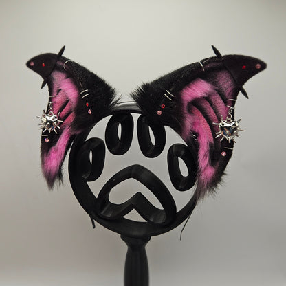 Black and Pink Bat Ears