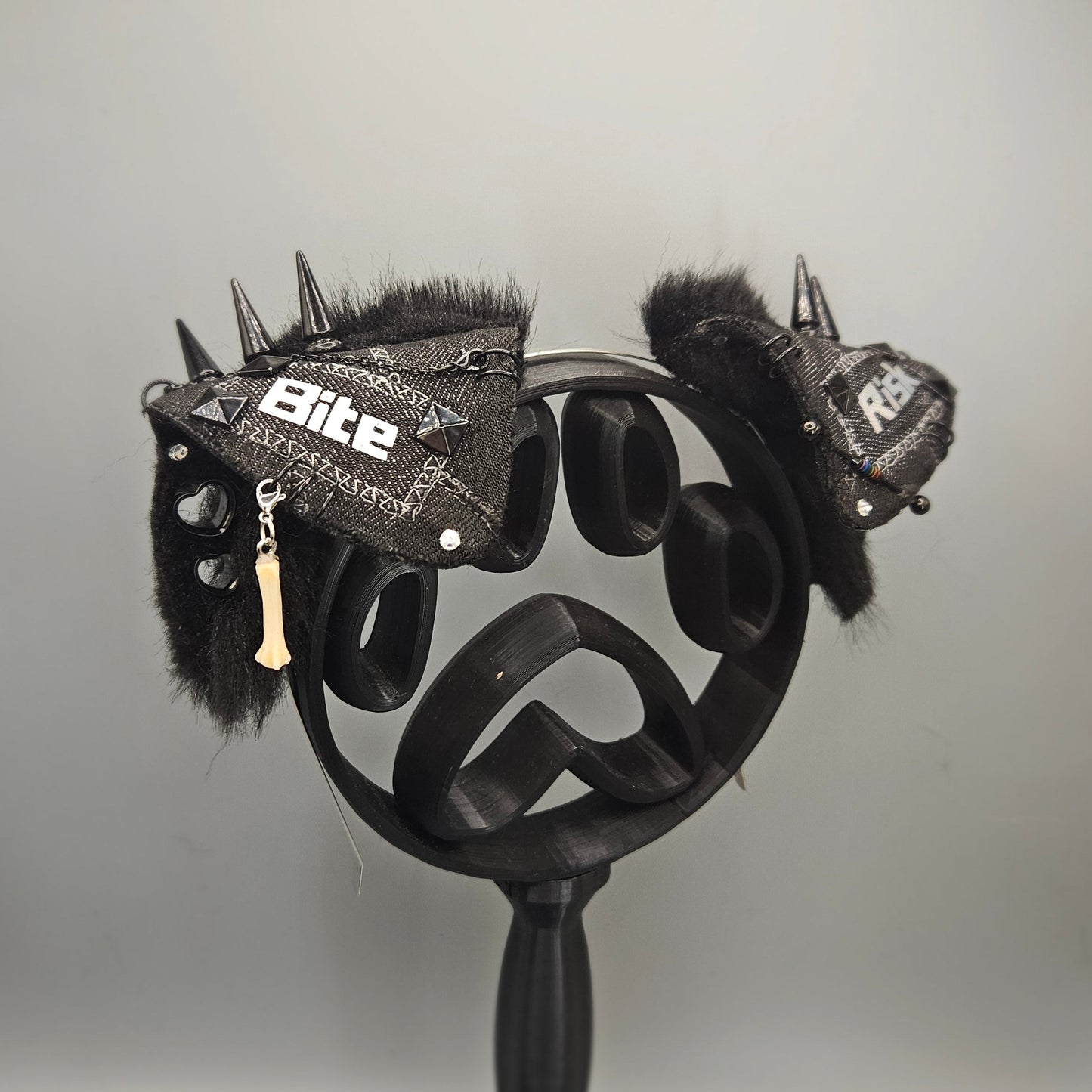 🖤⚠️ “BITE RISK” Black Out Battle Jacket Puppy Ears ⚠️🖤