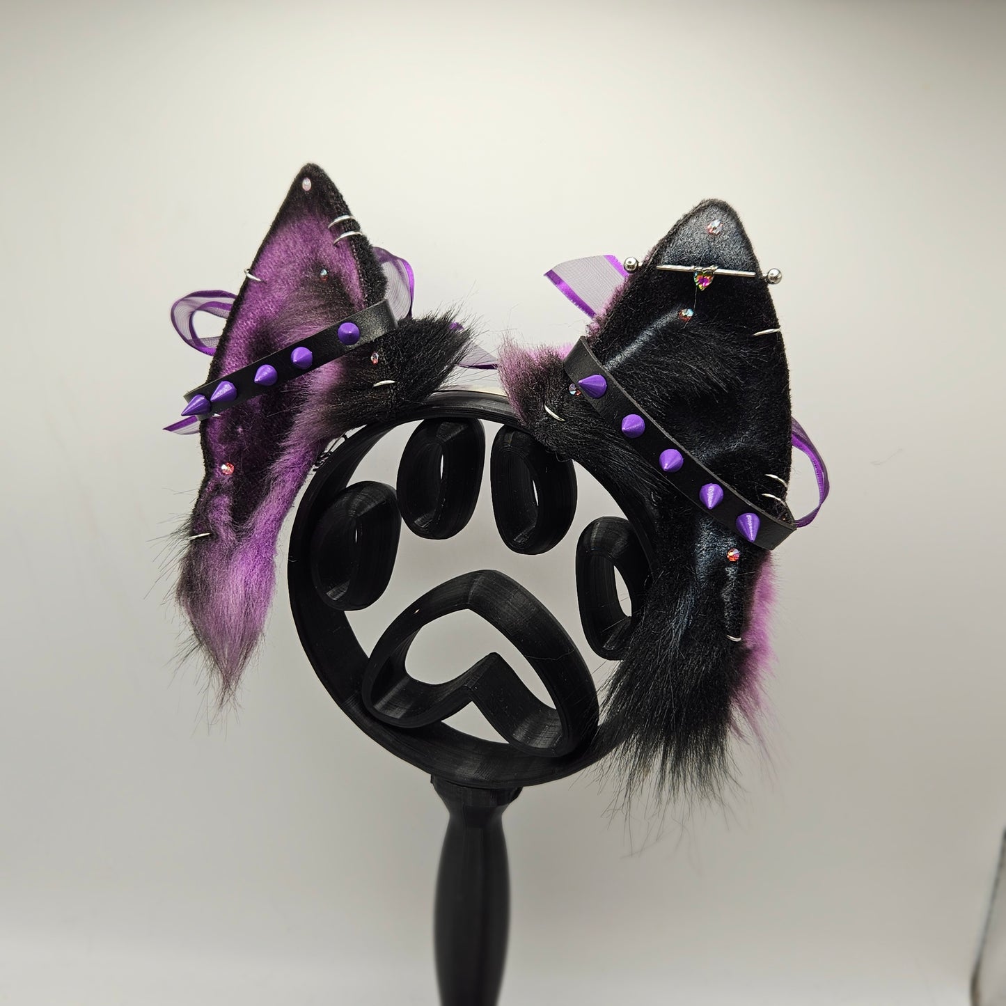 🖤💜🐺 Leather & Amethyst Shephard Ears 🐺💜🖤