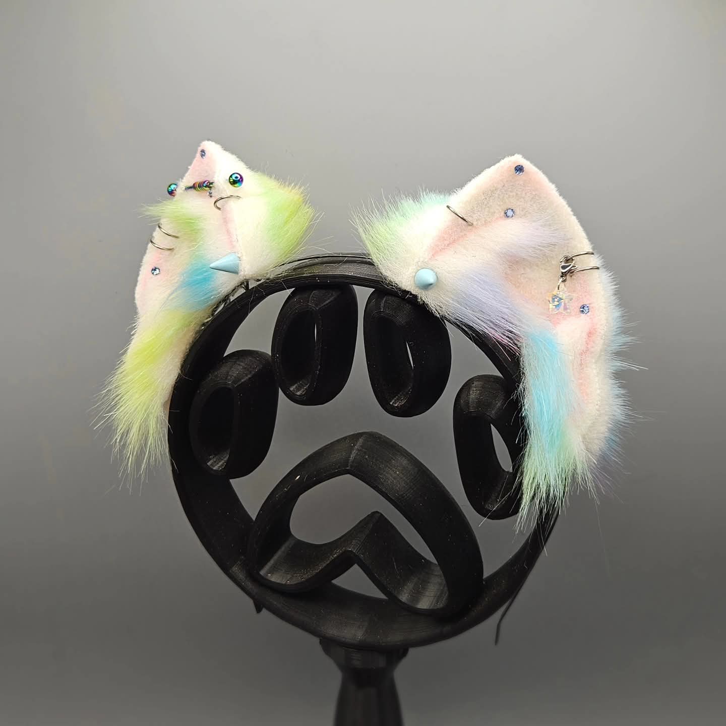 🌈🐈‍⬛Oreilles de chat arc-en-ciel pastel blanc 🐈‍⬛🌈