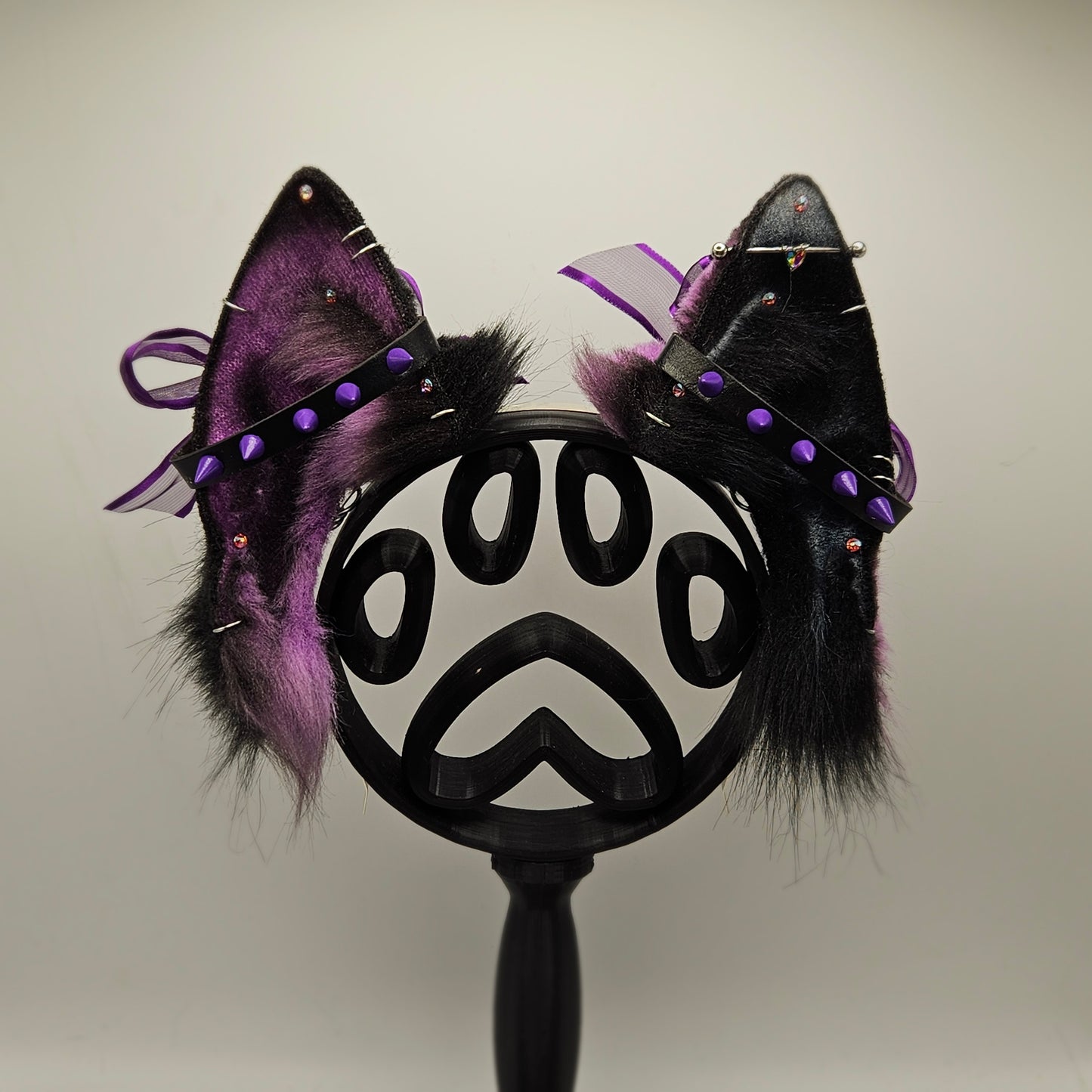 🖤💜🐺 Leather & Amethyst Shephard Ears 🐺💜🖤