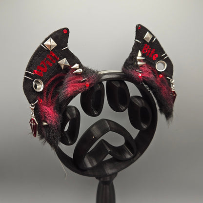 🩸⛓️ “WILL BITE” Battle Jacket Vampire Bat Ears ⛓️🩸