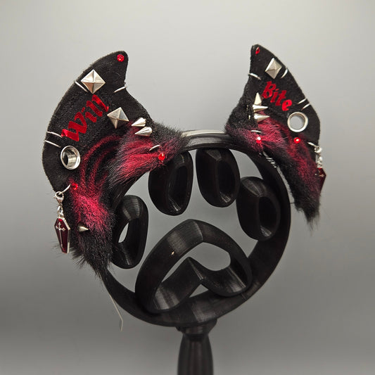 🩸⛓️ “WILL BITE” Battle Jacket Vampire Bat Ears ⛓️🩸