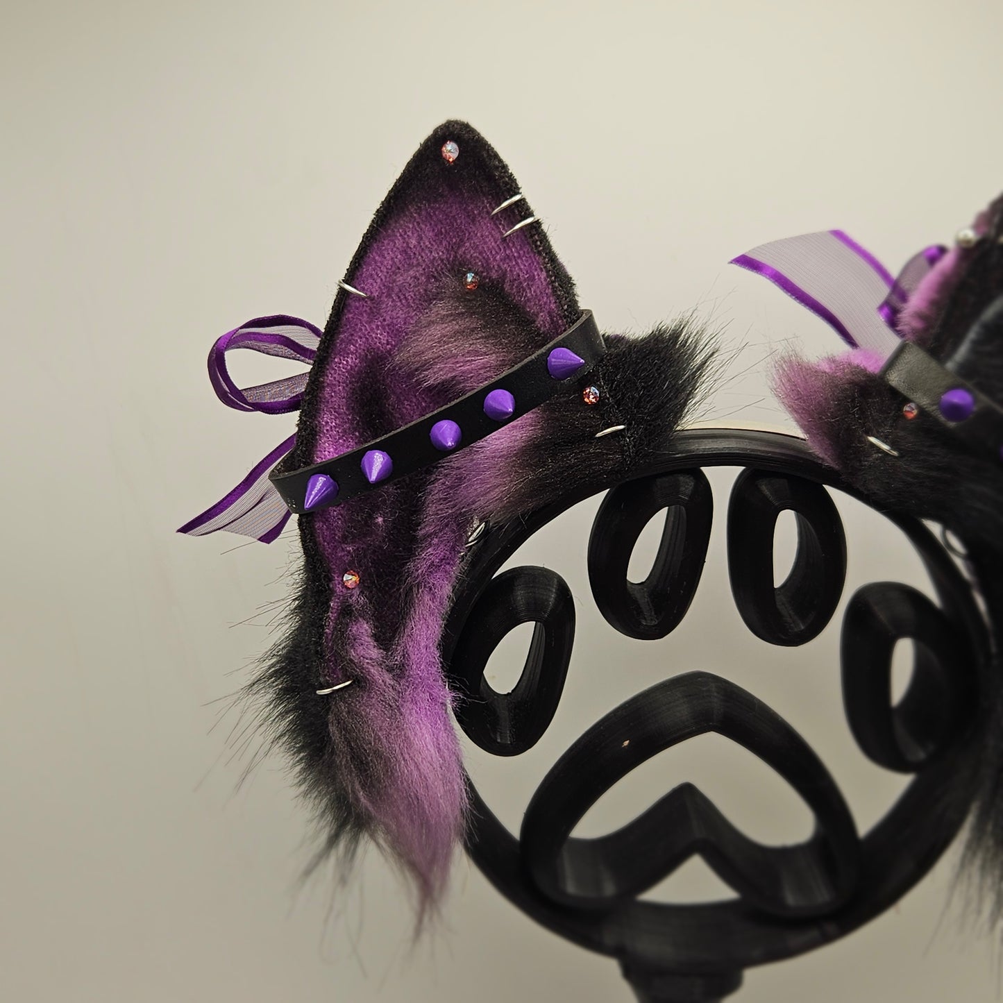 🖤💜🐺 Leather & Amethyst Shephard Ears 🐺💜🖤
