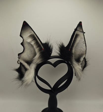 🐺🔥 Loona-Inspired Cosplay Ears (Black Industrial Piercing)🔥🐺
