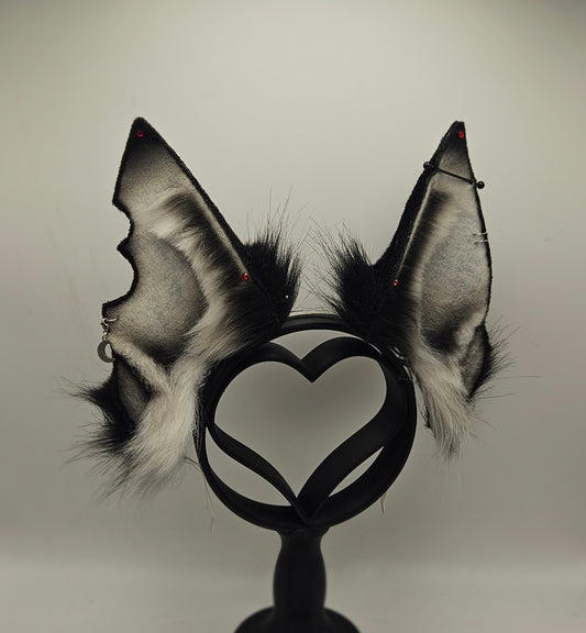 🐺🔥 Loona-Inspired Cosplay Ears (Black Industrial Piercing)🔥🐺