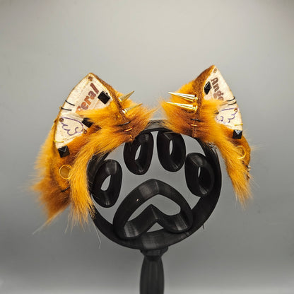 🤍🧡 “FERAL ANGEL” White Denim Battle Jacket Kitty Ears 🧡🤍